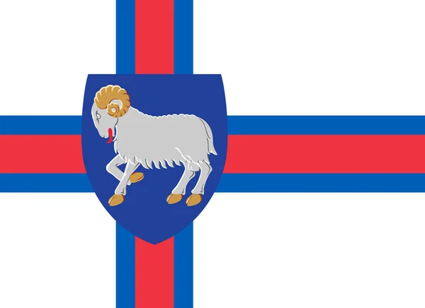 Επίσημη Σημαία Και Εθνόσημο Των Νήσων Φερόε Εδάφη Της Δανίας — Φωτογραφία Αρχείου