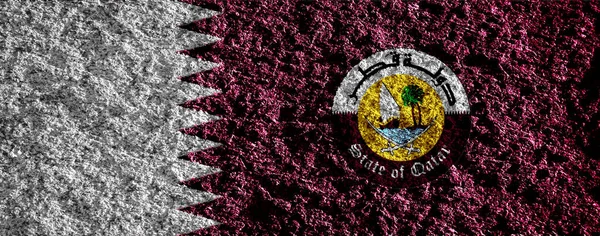 質感の背景にカタールの旗 コンセプトコラージュ — ストック写真