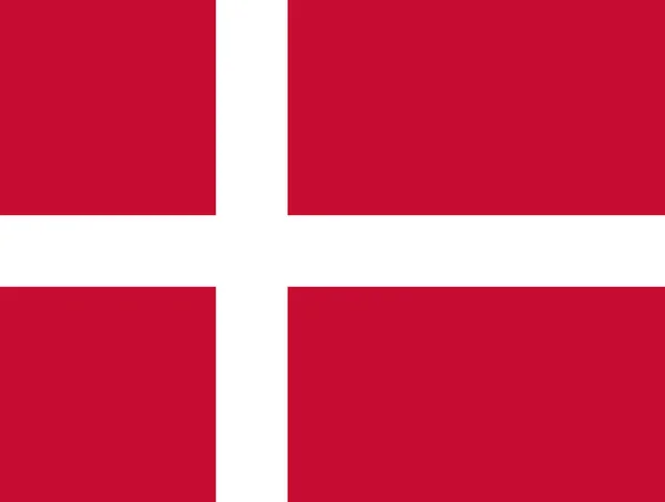 Danimarka Bayrağı Orijinal Renk Orantılı Danimarka Bayrağı Düz Çizim — Stok fotoğraf
