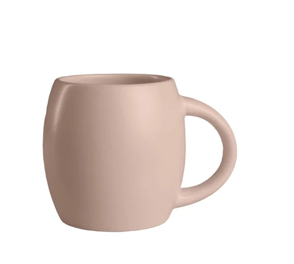 Pinkfarbene Tasse Vorhanden Seitenansicht Isoliert Vorlage Für Attrappen — Stockfoto