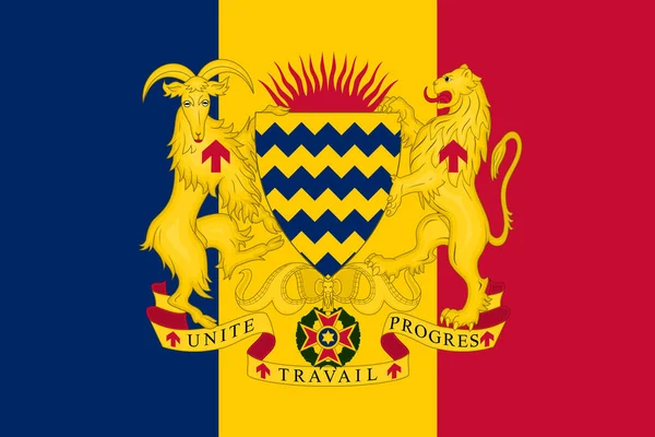 共和国的国旗和国徽 乍得国旗的标准比例和颜色 — 图库照片