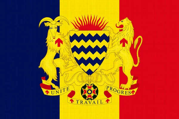 Σημαία Της Δημοκρατίας Του Τσαντ Ανάγλυφο Φόντο Κολάζ Έννοιας — Φωτογραφία Αρχείου