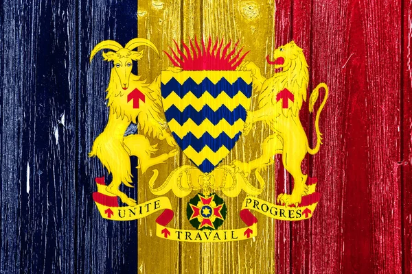 Vlag Van Republiek Tsjaad Een Gestructureerde Achtergrond Concept Collage — Stockfoto