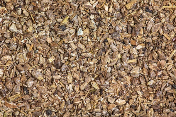 Background Dry Crushed Elecampane Root Latin Name Herbal Mixture Rhizomata — Stock Photo, Image