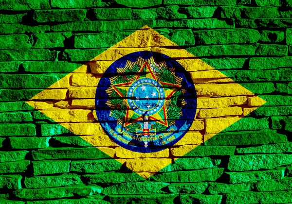 Vlajka Brazílie Texturovaném Pozadí Koncepční Koláž — Stock fotografie