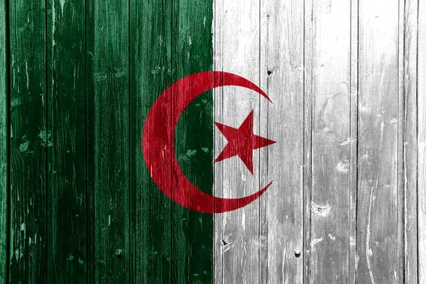 Vlag Van Algerijnse Democratische Volksrepubliek Een Gestructureerde Achtergrond Concept Collage — Stockfoto