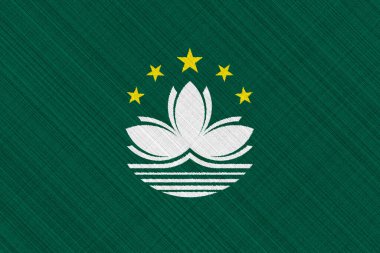 Arka planda Macau bayrağı. Kavram kolajı.