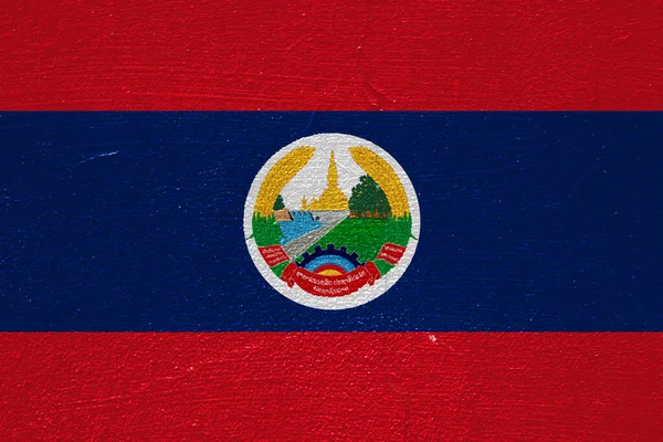 Lao People Democratic Republic Vlag Een Gestructureerde Achtergrond Concept Collage — Stockfoto
