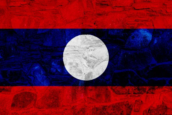 老挝人民民主共和国的国旗有纹理背景 概念拼贴 — 图库照片