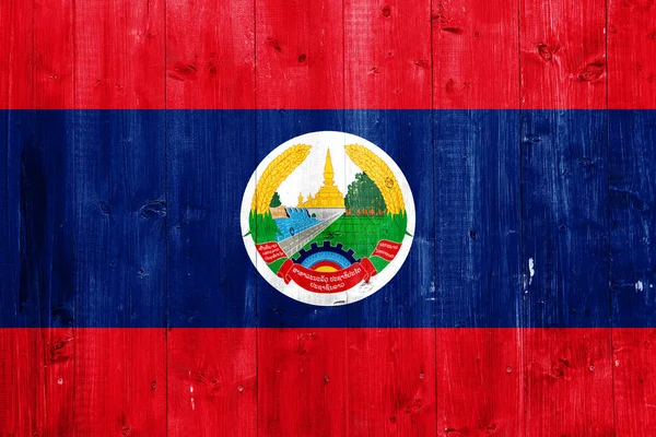 Bandera República Democrática Popular Lao Sobre Fondo Texturizado Concepto Collage — Foto de Stock