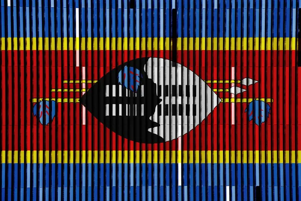 Прапор Королівства Есваріні Текстурованому Тлі Концепція Колажу — стокове фото