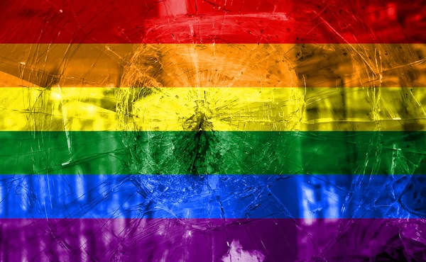 Vlag Lgbt Community Trots Een Gebroken Glas Achtergrond Raimbow Homo — Stockfoto