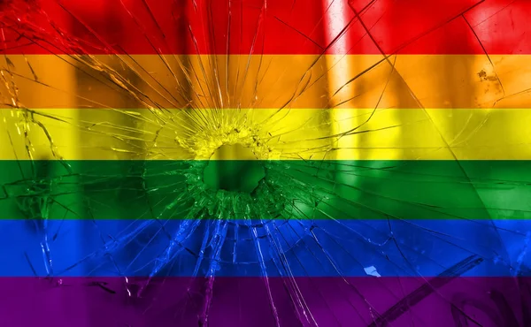 Flagge Lgbt Community Stolz Auf Einem Zerbrochenen Glashintergrund Raimbow Schwulenkultur — Stockfoto