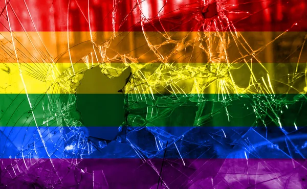 Прапор Лгбт Спільноти Гордість Зламаному Скляному Фоні Символ Гомосексуальної Культури — стокове фото