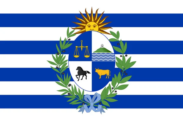 乌拉圭东岸共和国国旗 官方的颜色和比例是正确的 乌拉圭东岸共和国国旗 乌拉圭东岸共和国国旗图解 — 图库照片