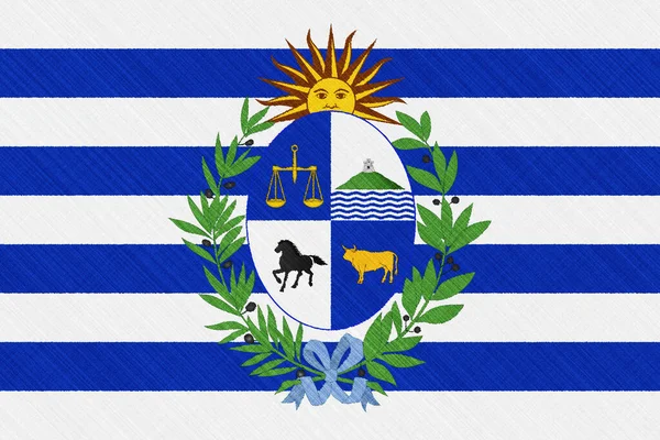 Drapeau République Orientale Uruguay Sur Fond Texturé Collage Conceptuel — Photo