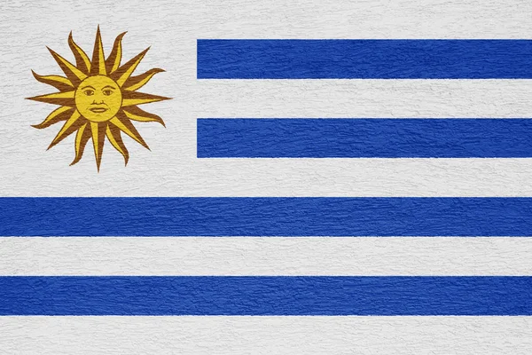 Прапор Східної Республіки Уругвай Текстурованому Тлі Концепція Колажу — стокове фото