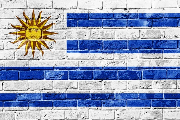 Doğu Uruguay Cumhuriyeti Bayrağı Dokulu Bir Arka Planda Kavram Kolajı — Stok fotoğraf