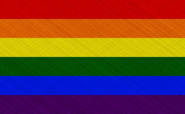 生地の質感を背景にLgbtコミュニティの旗 ゲイ文化の虹のシンボル コンセプトコラージュ プライドのイラストシンボル — ストック写真