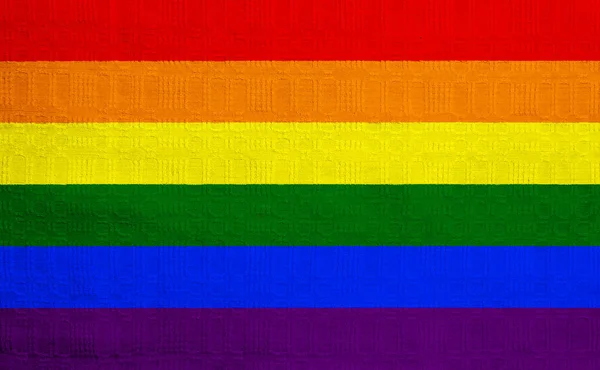 Vlag Van Lgbt Gemeenschap Achtergrond Van Een Weefseltextuur Regenboog Symbool — Stockfoto