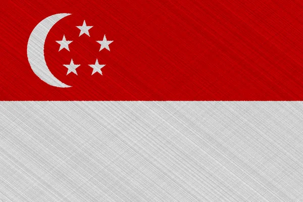 Flagga Singapore Strukturerad Bakgrund Begreppscollage — Stockfoto