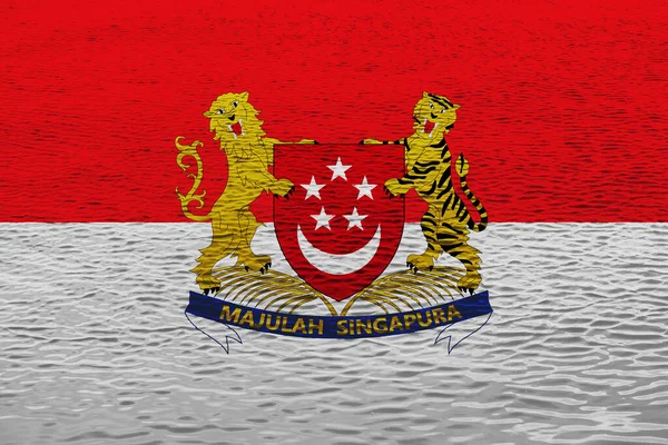 Zászló Szingapúr Egy Texturált Háttérrel Koncepció Kollázs — Stock Fotó