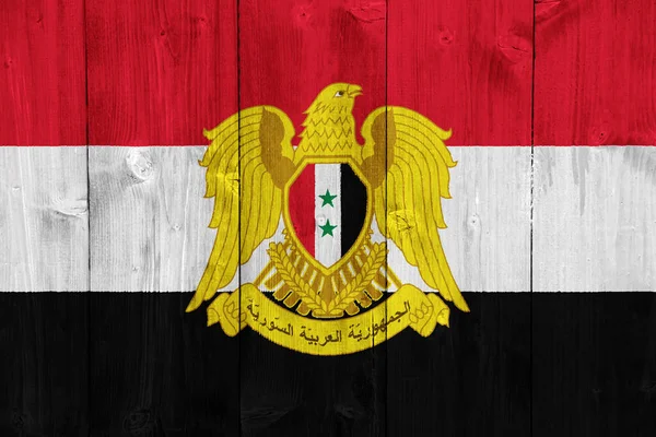 Vlag Van Syrische Arabische Republiek Een Gestructureerde Achtergrond Concept Collage — Stockfoto