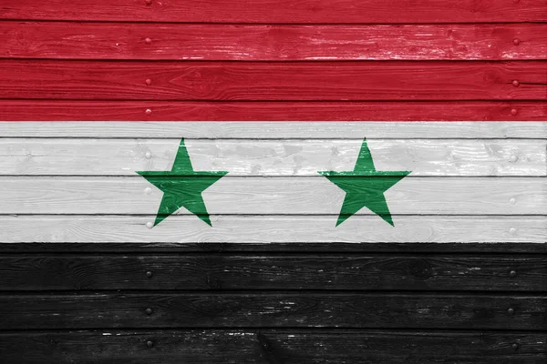 Drapeau République Arabe Syrienne Sur Fond Texturé Collage Conceptuel — Photo