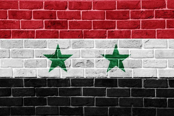 Den Syriske Arabiske Republiks Flag Struktureret Baggrund Begrebscollage - Stock-foto