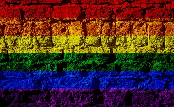 Flag Lgbt Community Background Stone Wall Rainbow Symbol Gay Culture — Stock Photo, Image