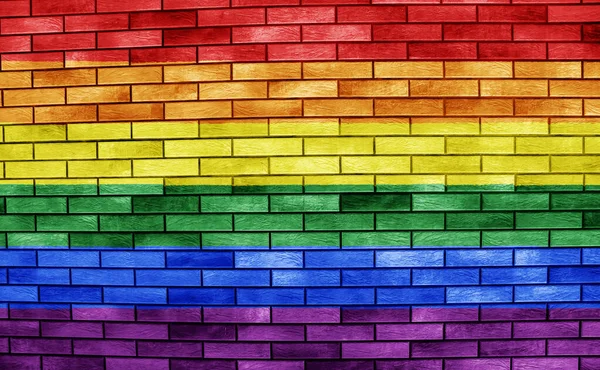 Flag Lgbt Community Background Stone Wall Rainbow Symbol Gay Culture — Stock Photo, Image