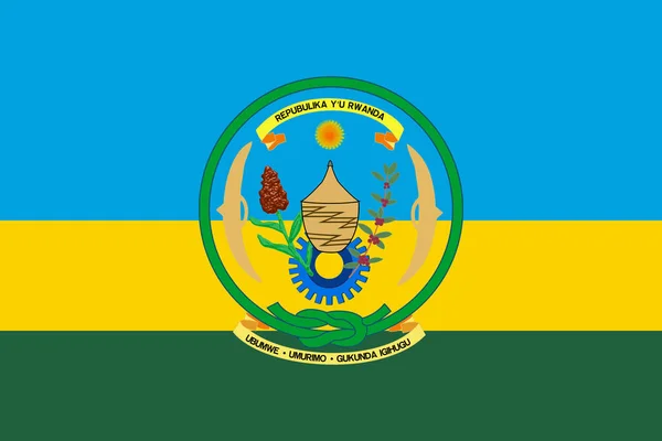 Σημαία Της Δημοκρατίας Της Ρουάντα Επίσημα Χρώματα Και Αναλογίες Είναι — Φωτογραφία Αρχείου