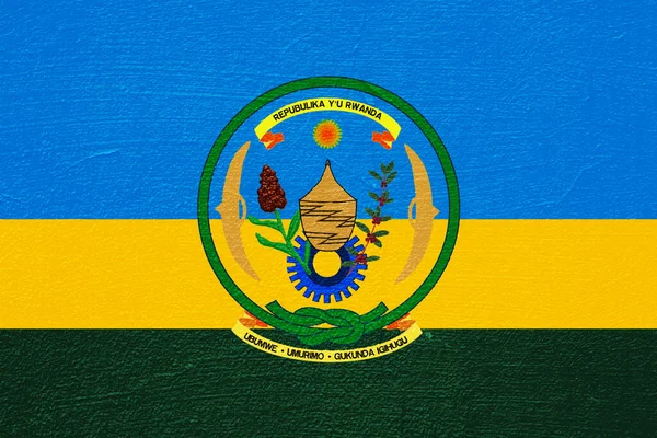 Bandeira República Ruanda Sobre Fundo Texturizado Colagem Conceitos — Fotografia de Stock
