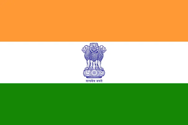 Die Offizielle Aktuelle Flagge Und Das Wappen Der Republik Indien — Stockfoto