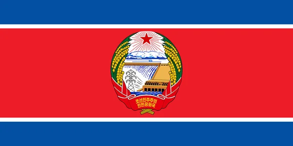 민주주의 인민공화국이나 민주주의 인민공화국의 국기와 문장의 명칭이다 북한의 — 스톡 사진