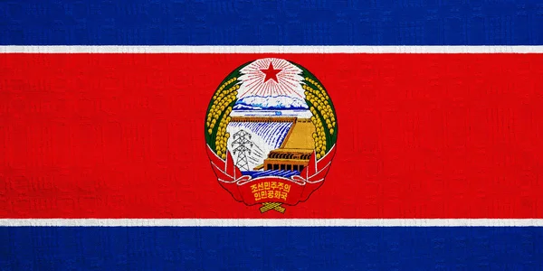 Bandeira República Popular Democrática Coreia Coreia Norte Sobre Fundo Texturizado — Fotografia de Stock