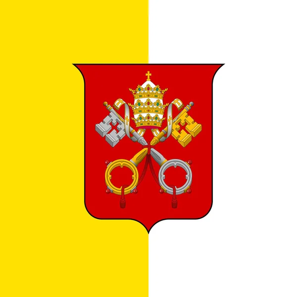 梵蒂冈的正式国旗和国徽 梵蒂冈的国旗 说明1 — 图库照片