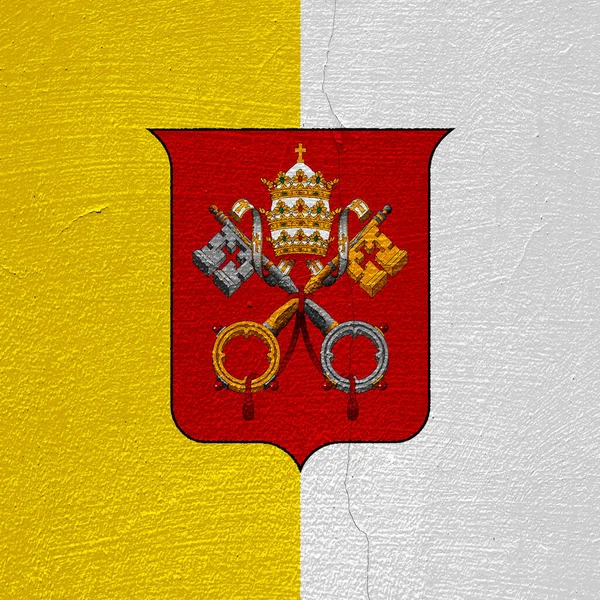 Zászló Címer Vatikánvárosi Állam Texturált Háttérrel Koncepció Kollázs — Stock Fotó