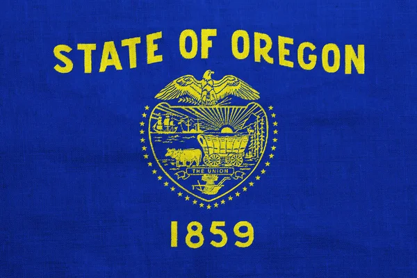 stock image Flag of USA state Oregon on a textured background. Concept collage.