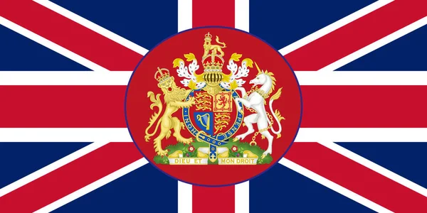 Official Current Flag Coat Arms Great Britain State Flag United — Stock Photo, Image