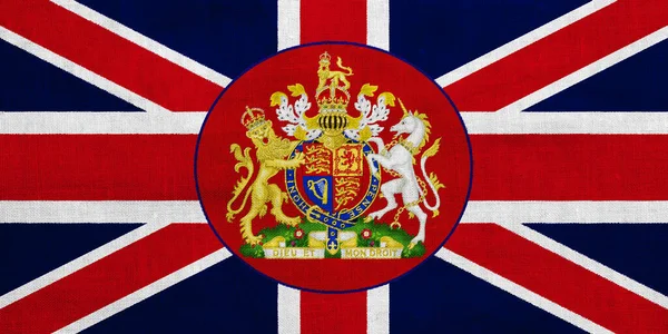 Flagge Und Wappen Großbritanniens Auf Strukturiertem Hintergrund Konzeptcollage — Stockfoto