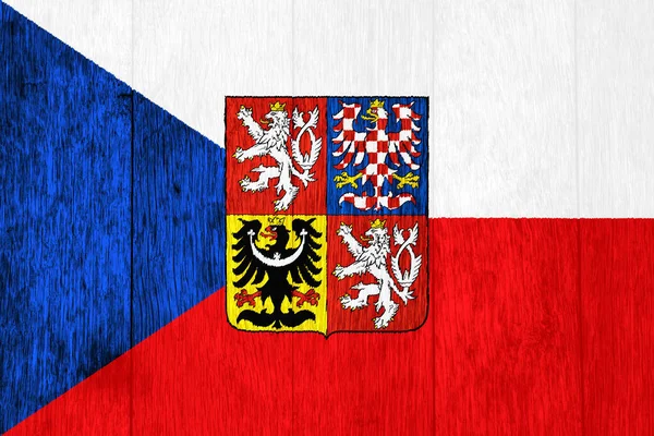Vlajka Erb České Republiky Texturovaném Pozadí Koncepční Koláž — Stock fotografie