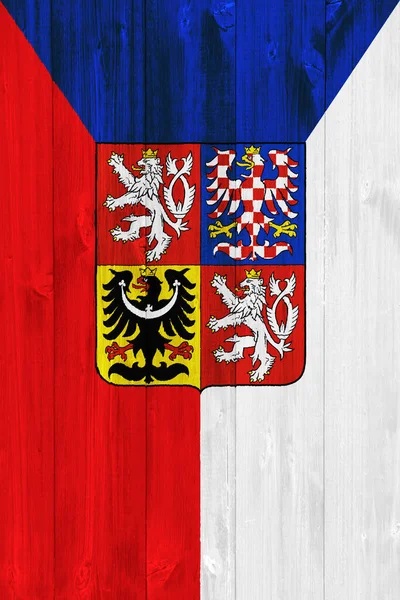 Flagge Und Wappen Der Tschechischen Republik Auf Strukturiertem Hintergrund Konzeptcollage — Stockfoto