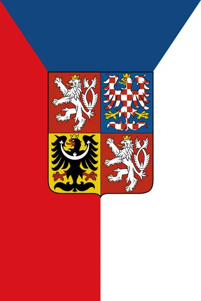 Die Offizielle Aktuelle Flagge Und Das Wappen Der Tschechischen Republik — Stockfoto