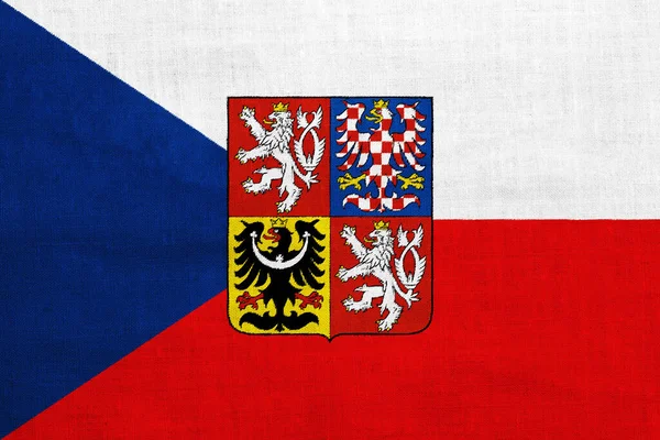 Flagge Und Wappen Der Tschechischen Republik Auf Strukturiertem Hintergrund Konzeptcollage — Stockfoto
