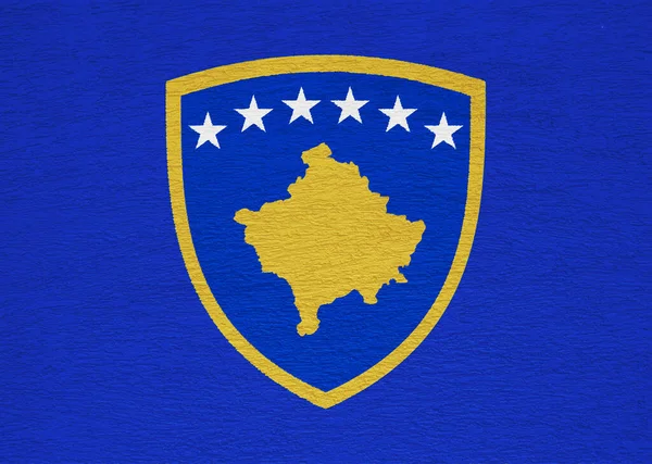Bandeira Brasão Armas República Kosovo Sobre Fundo Texturizado Colagem Conceitos — Fotografia de Stock