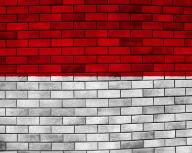 Monako Prensliği bayrağı dokulu bir arka planda. Kavram kolajı.