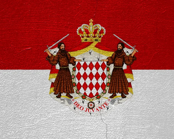 Флаг Герб Княжества Монако Текстурированном Фоне Концепция Коллажа — стоковое фото
