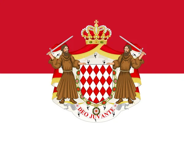 Monako Prensliği Nin Resmi Bayrağı Arması Monako Eyalet Bayrağı Görüntü — Stok fotoğraf