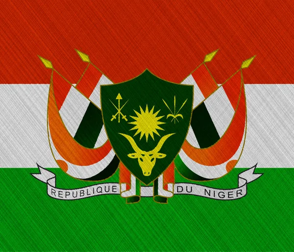 Bandeira Brasão Armas República Níger Sobre Fundo Texturizado Colagem Conceitos — Fotografia de Stock
